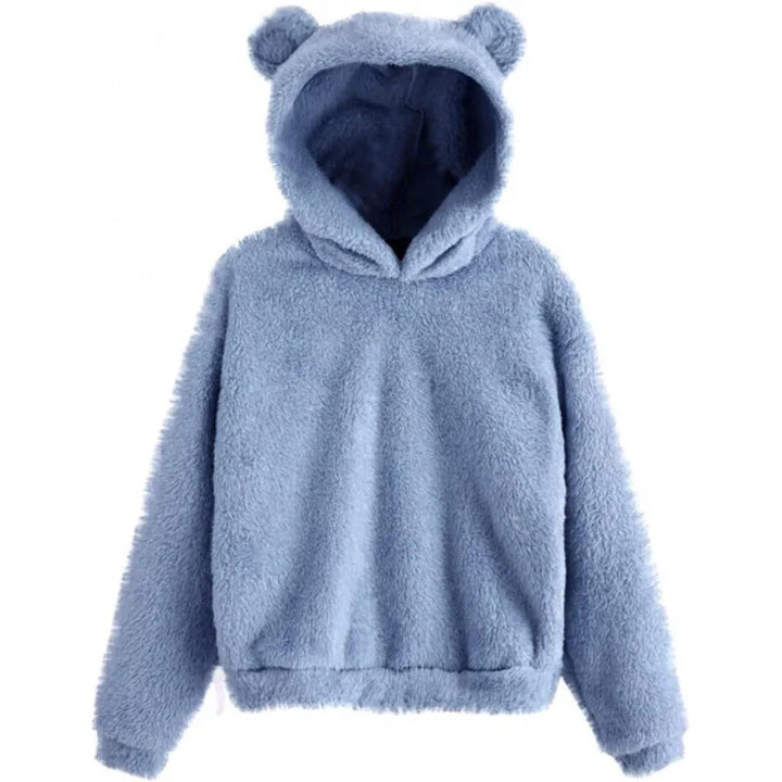 Flauschiger Bärenohr-Kapuzenpullover für Damen