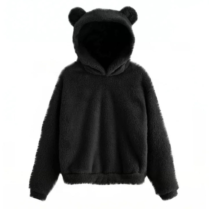 Flauschiger Bärenohr-Kapuzenpullover für Damen