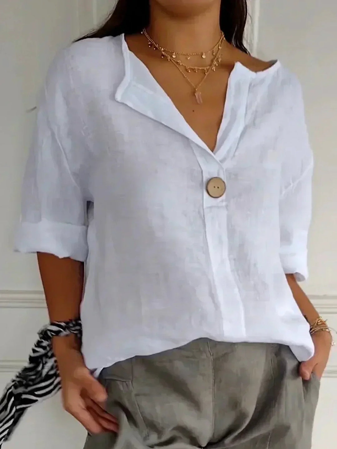 Angela™ | Casual V-Neck Blouse - Lisa New York