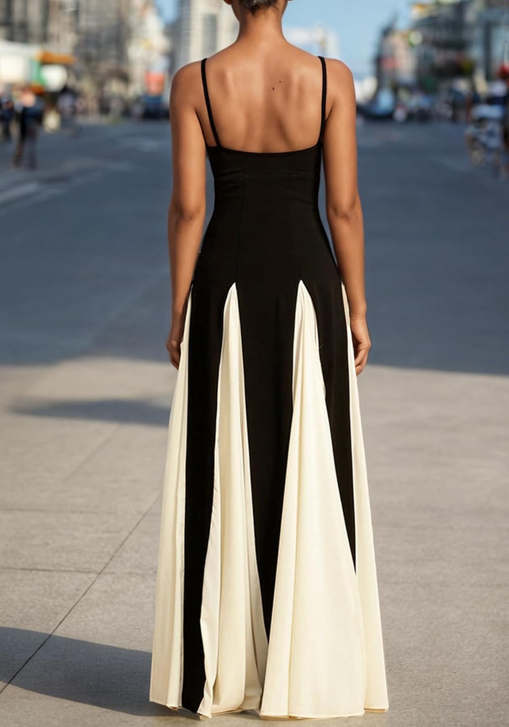 Elegantes Damen Maxikleid mit Kontrast