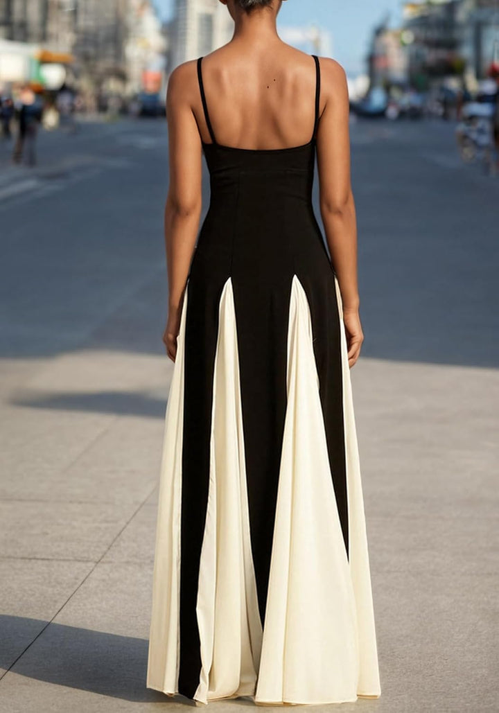 Elegantes Damen Maxikleid mit Kontrast