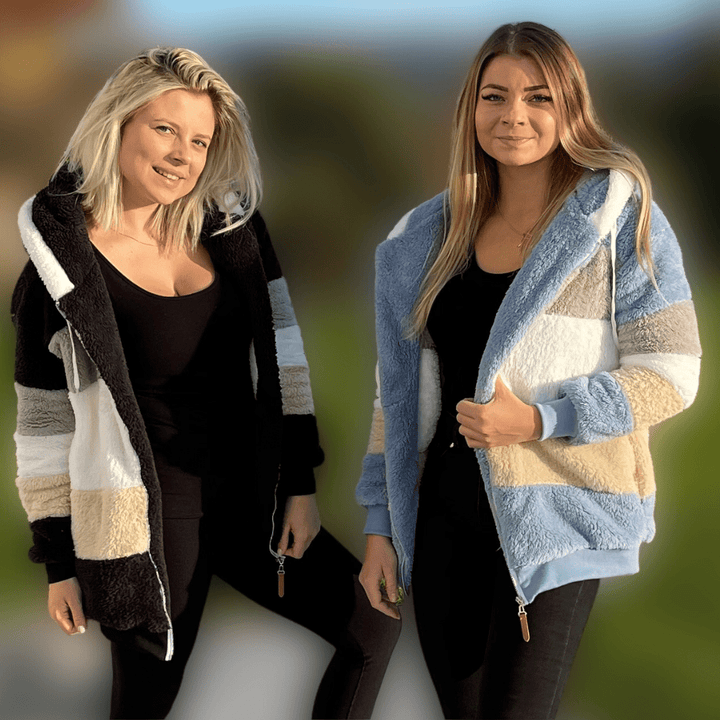 Mehrfarbige kuschelige Jacke für Damen