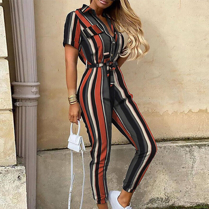 Kurzärmliger Jumpsuit mit Gürtel für Damen