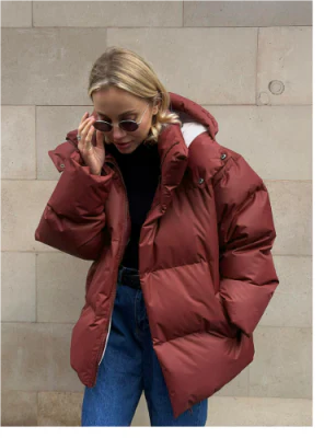 Oversize-Pufferjacke mit Kapuze für Damen