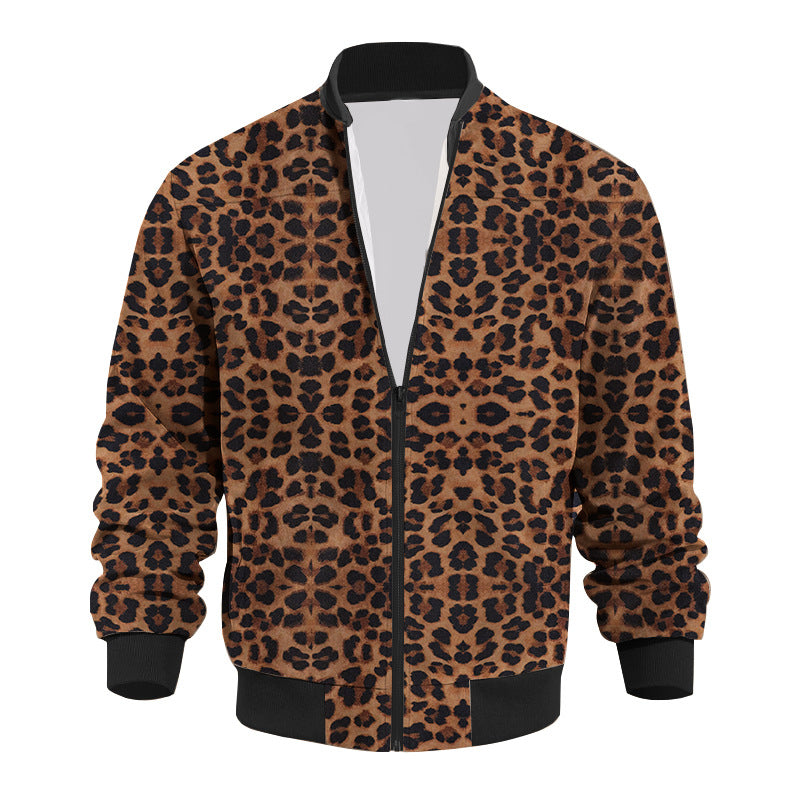 Herren Leopard-Bomberjacke mit Reißverschluss