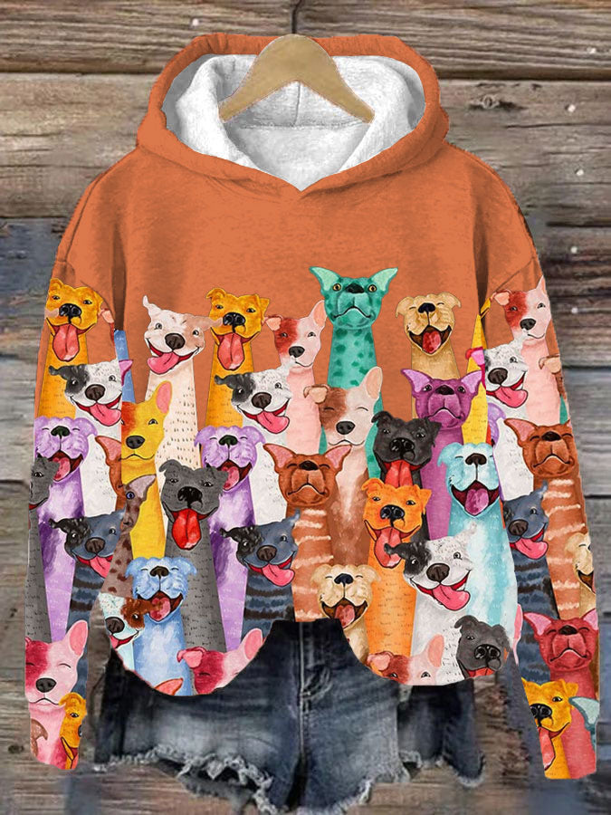 Damen Fun Dogs Kapuzenpulli mit Druck