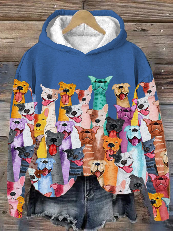 Damen Fun Dogs Kapuzenpulli mit Druck