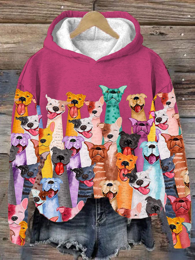 Damen Fun Dogs Kapuzenpulli mit Druck