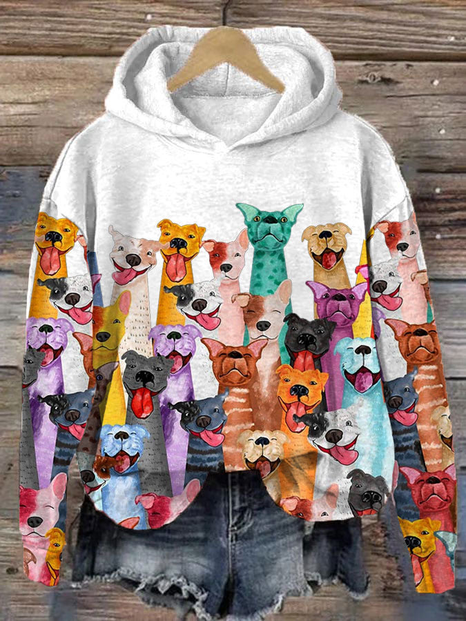 Damen Fun Dogs Kapuzenpulli mit Druck