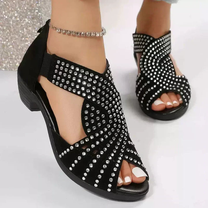 Retro Damen Sandaletten mit Blockabsatz