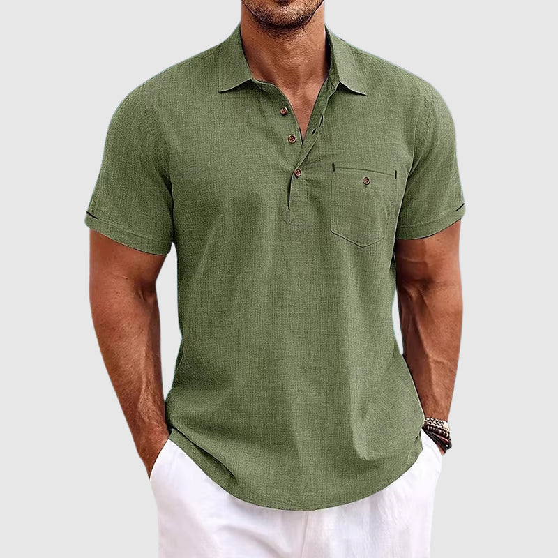 Leichtes Leinen Herren Poloshirt