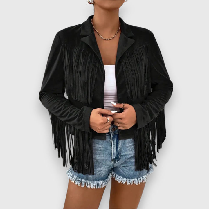 Elegante Damen Quastenbesatz Jacke