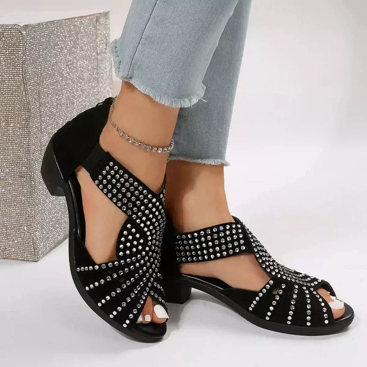 Retro Damen Sandaletten mit Blockabsatz