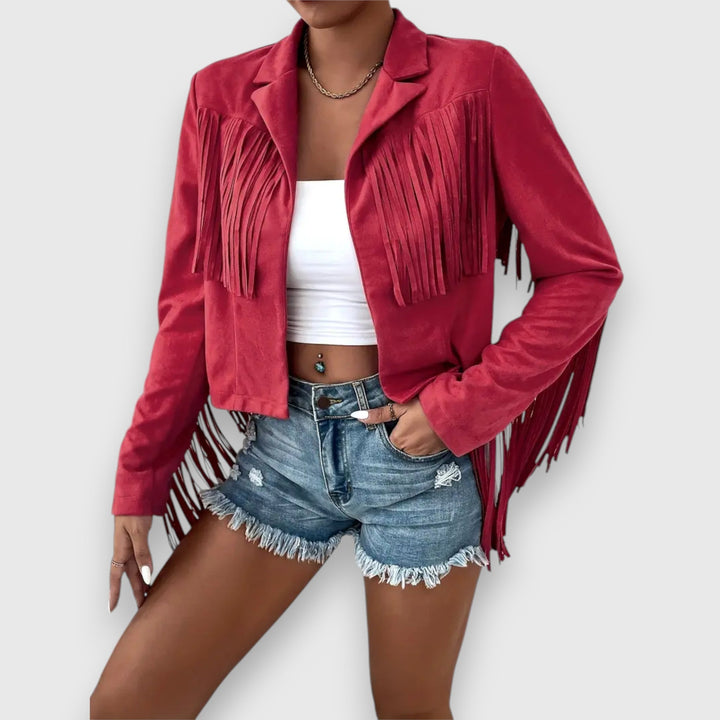 Elegante Damen Quastenbesatz Jacke