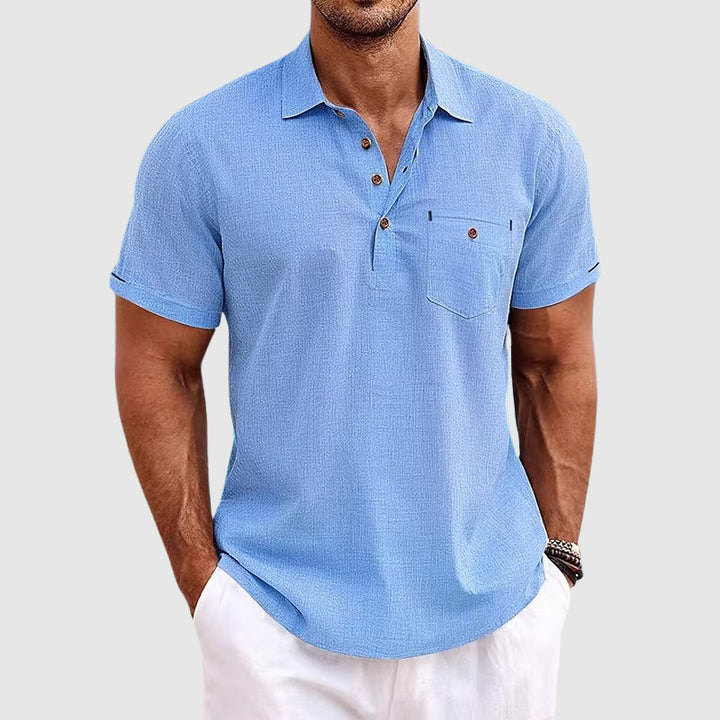 Leichtes Leinen Herren Poloshirt