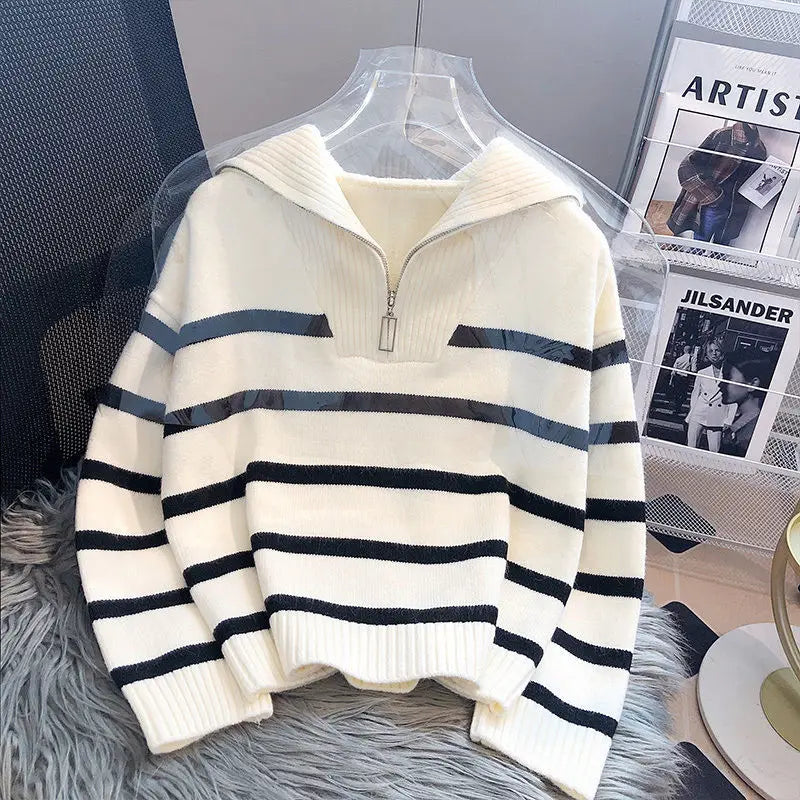 Gestreifter Oversized-Pullover für Damen