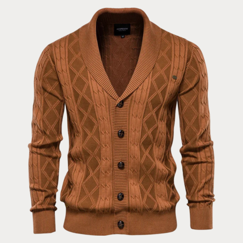 Herren-Strickjacke mit Knopfleiste und V-Ausschnitt