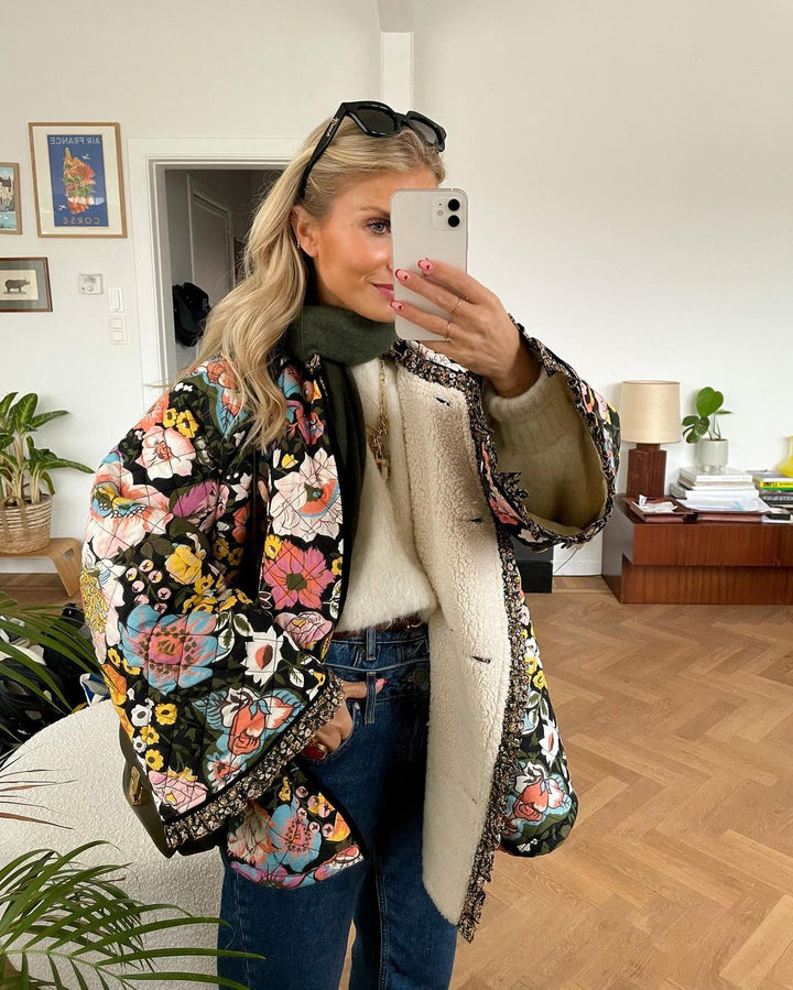 Stylische Steppjacke mit Blumenmuster für Damen