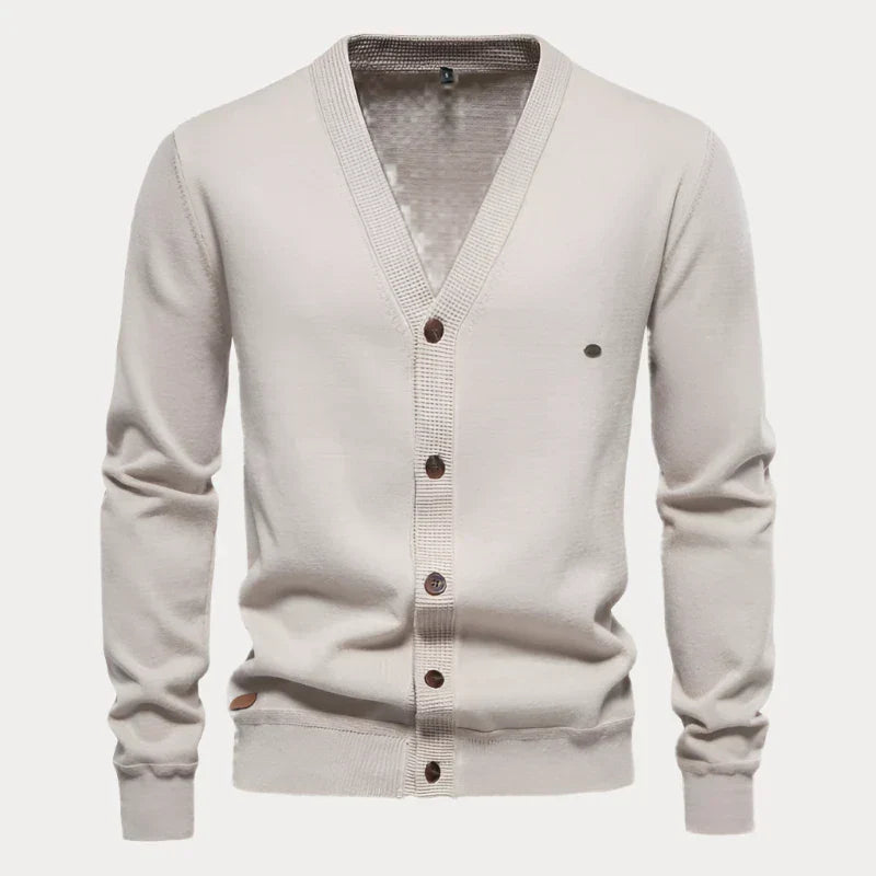 Einfarbiger Button-up Cardigan für Herren