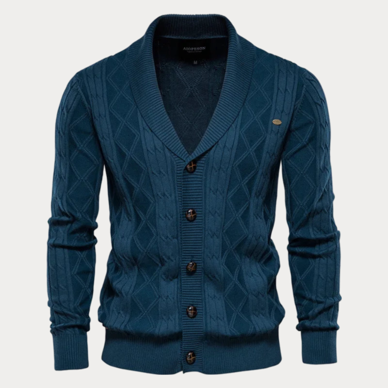 Herren-Strickjacke mit Knopfleiste und V-Ausschnitt