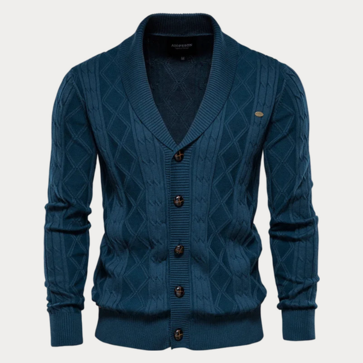 Herren-Strickjacke mit Knopfleiste und V-Ausschnitt