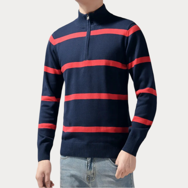 Stylischer gestreifter Rollkragenpullover für Herren