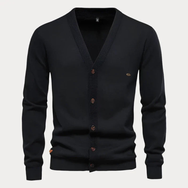 Einfarbiger Button-up Cardigan für Herren