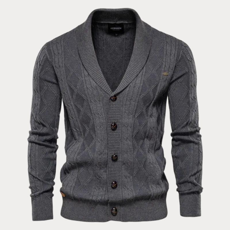 Herren-Strickjacke mit Knopfleiste und V-Ausschnitt