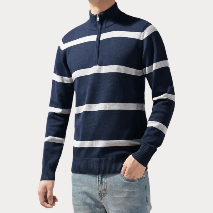 Stylischer gestreifter Rollkragenpullover für Herren