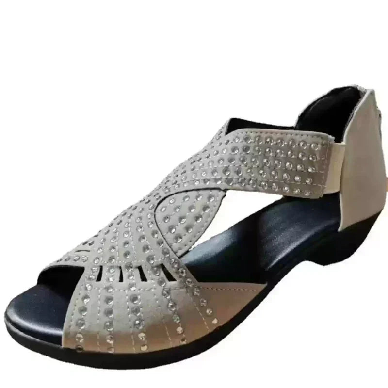 Retro Damen Sandaletten mit Blockabsatz