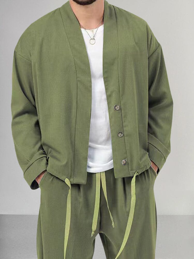 Jacke mit Knöpfen und Hose mit Kordelzug für Herren