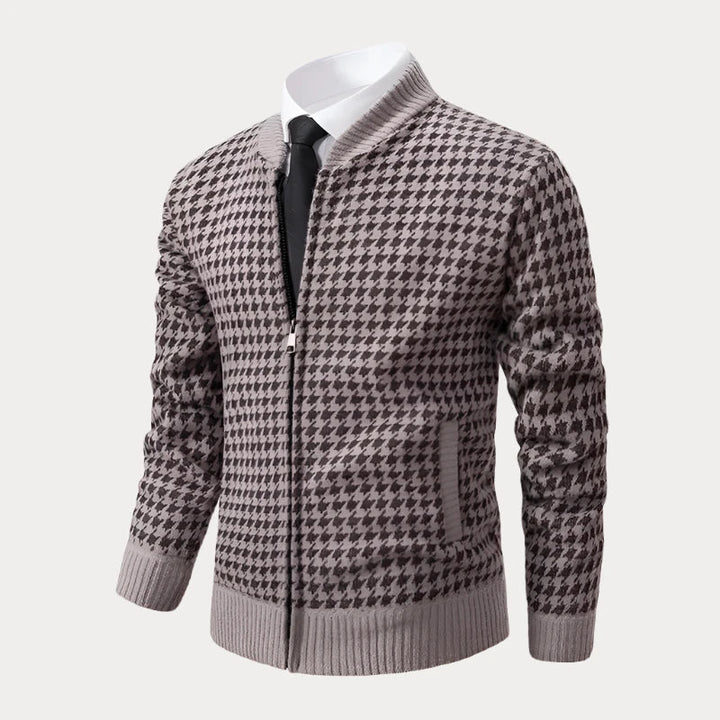 Schmal geschnittene Strickjacke für Herren mit Muster