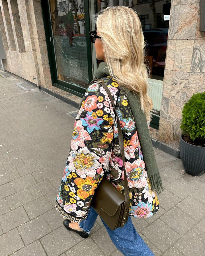 Stylische Steppjacke mit Blumenmuster für Damen