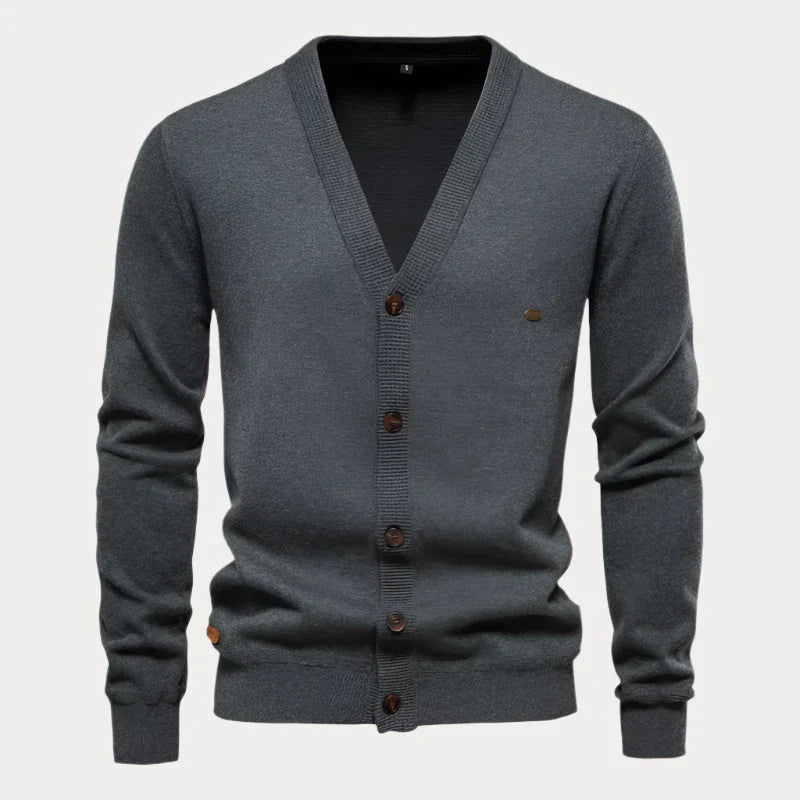 Einfarbiger Button-up Cardigan für Herren