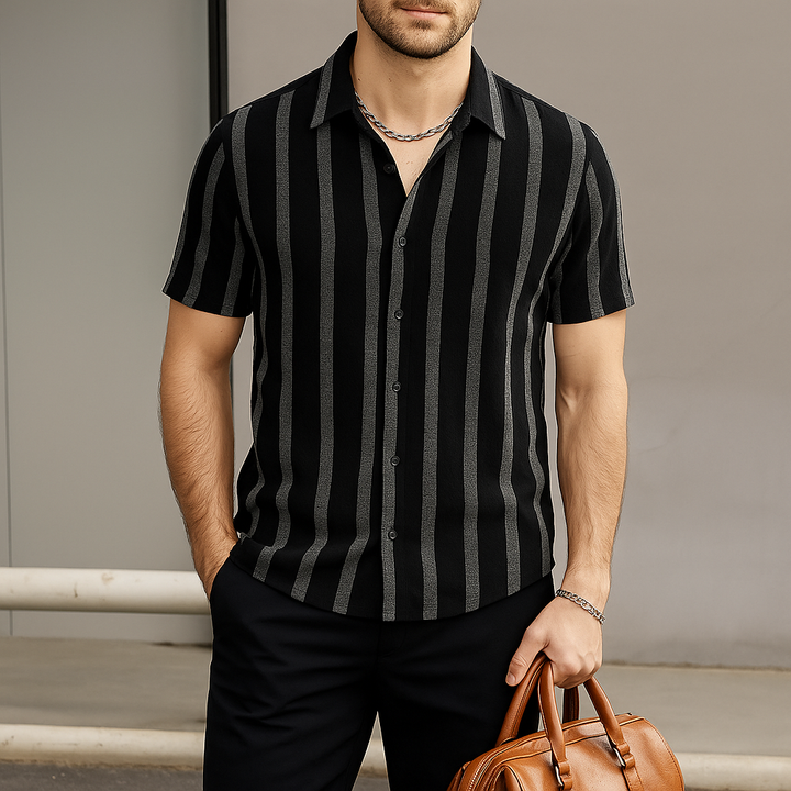Gestreiftes Leinen Herren Hemd