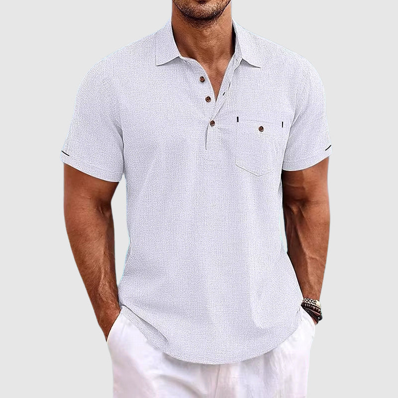 Leichtes Leinen Herren Poloshirt