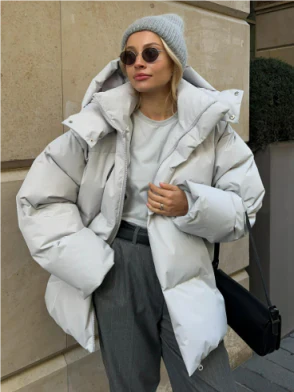 Oversize-Pufferjacke mit Kapuze für Damen