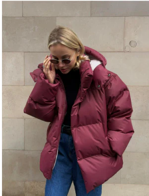 Oversize-Pufferjacke mit Kapuze für Damen