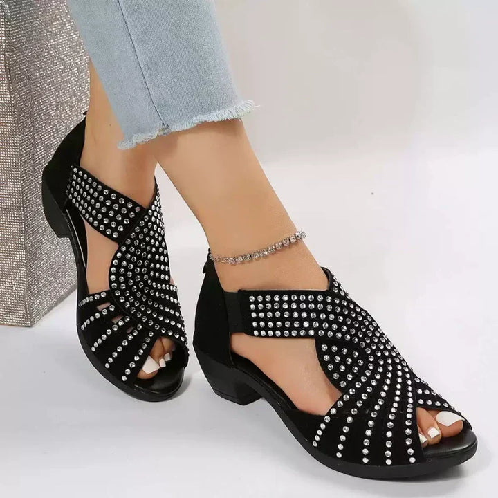 Retro Damen Sandaletten mit Blockabsatz