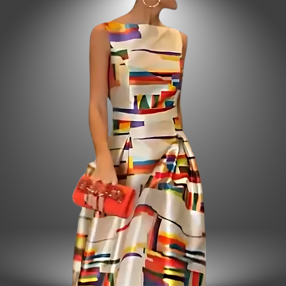 Amelia | Bold Geometric Print Maxi Dress - Lisa New York