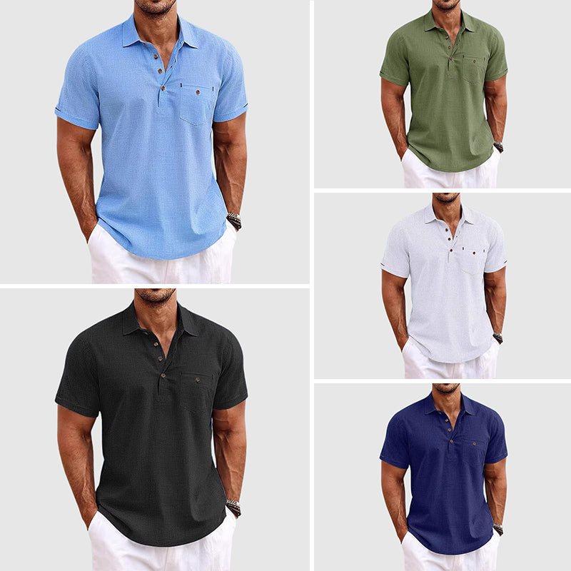 Leichtes Leinen Herren Poloshirt
