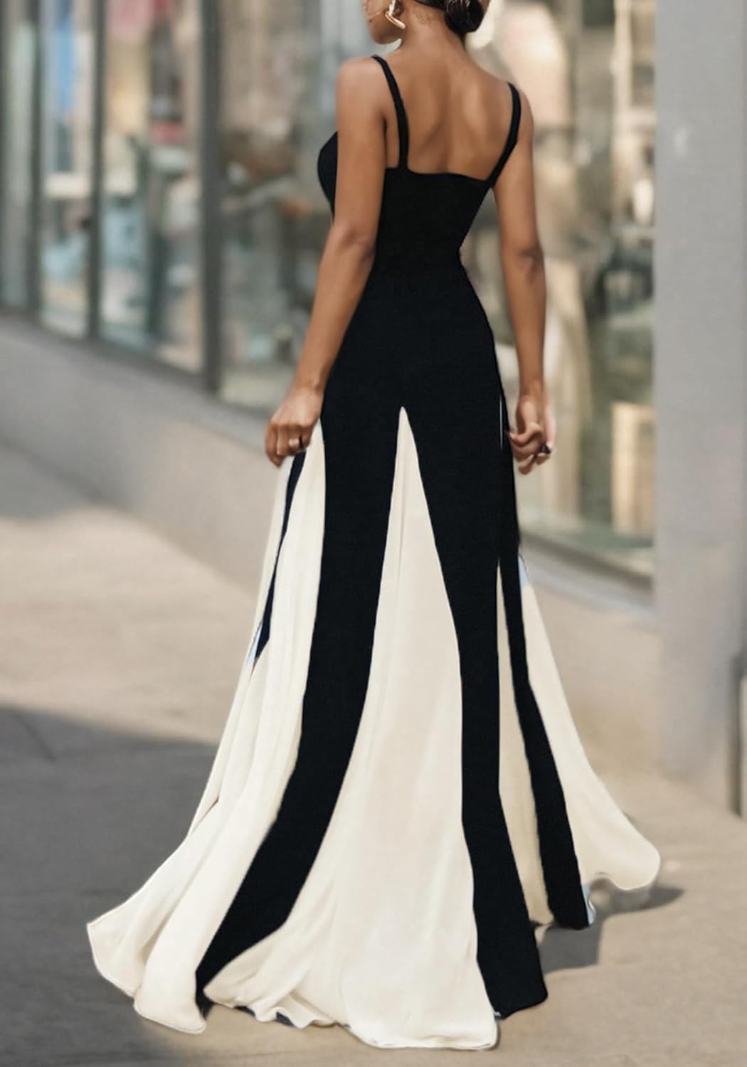 Elegantes Damen Maxikleid mit Kontrast