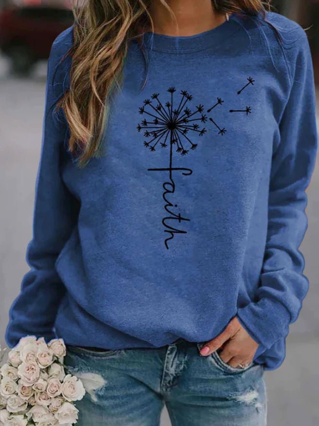 Lässiger Pullover für Damen mit Faith-Aufdruck