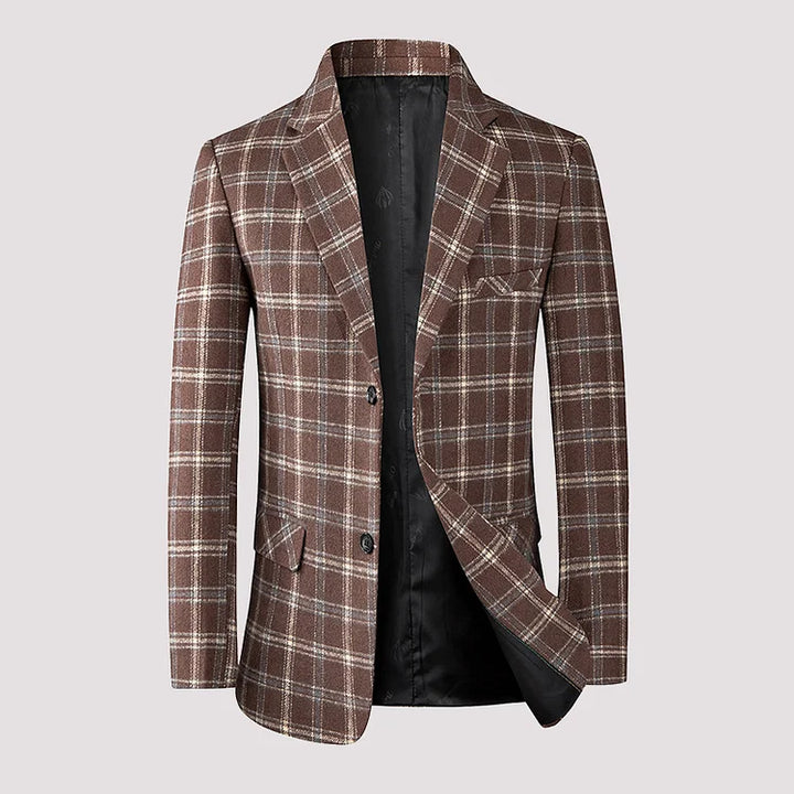 Warmer karierter Blazer mit Reverskragen für Herren