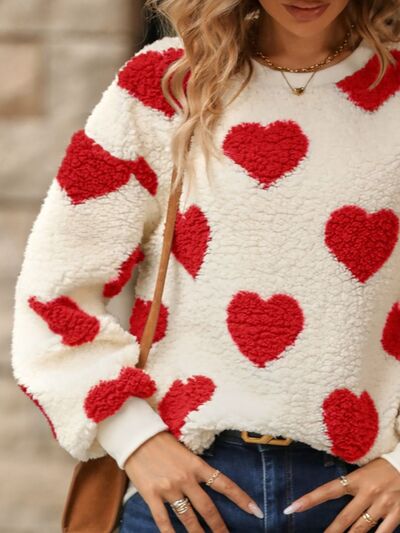 Pullover mit gestrickten Herzen für Damen