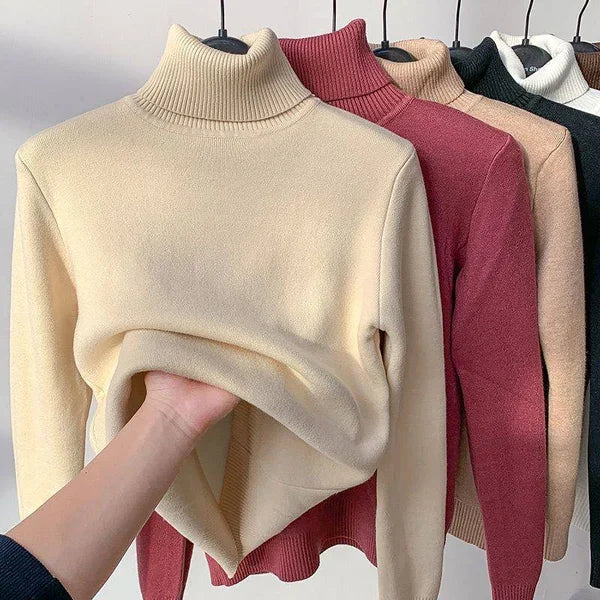 Damen-Rollkragenpullover mit Strickmuster