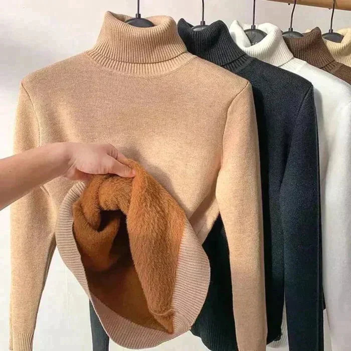 Damen-Rollkragenpullover mit Strickmuster
