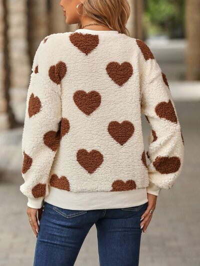 Pullover mit gestrickten Herzen für Damen