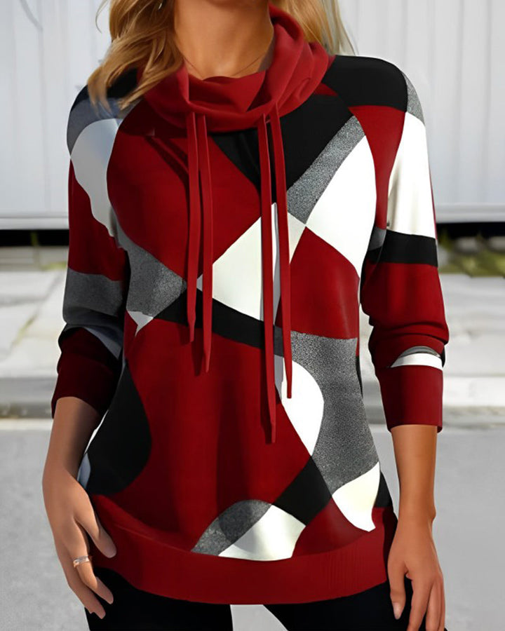 Gemustertes Rollkragen-Sweatshirt für Damen