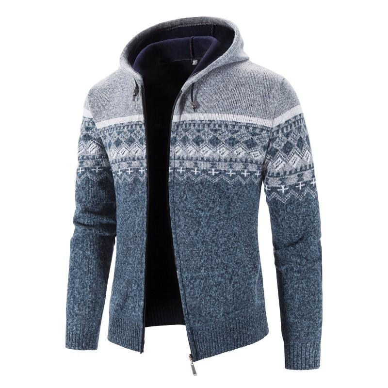Herren-Strick-Hoodie mit vollem Reißverschluss